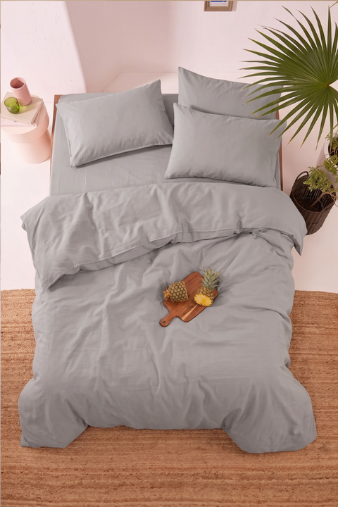 Grey - 100% Organic Cotton Duvet Cover (300 TC)