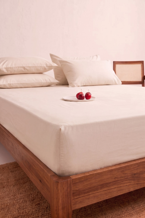 Dusty Pink 100% Organic Cotton Bedsheet with Pillow covers (300 TC)