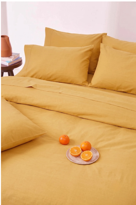 Mustard Yellow - 100% Organic Cotton Duvet Cover With Pillowcases (300 TC)