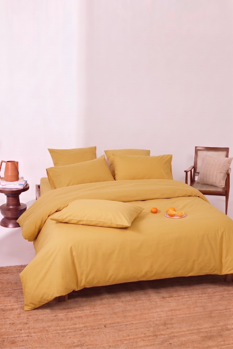 Mustard Yellow - 100% Organic Cotton Duvet Cover With Pillowcases (300 TC)