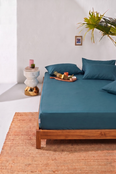 Teal - 100% Organic Cotton Bedsheet with Pillow covers (300 TC)