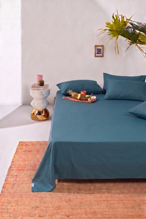 Teal - 100% Organic Cotton Bedsheet with Pillow covers (300 TC)