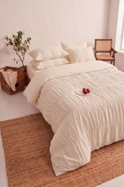 Dusty Pink - 100% Organic Cotton Duvet Cover & Pillowcases with Gathers (300 TC)