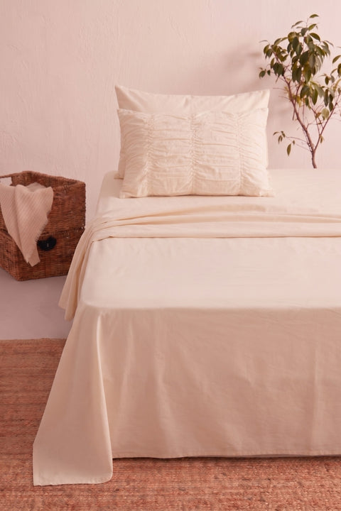 Dusty Pink - 100% Organic Cotton Bedsheet With Gather Pillowcases (300TC)
