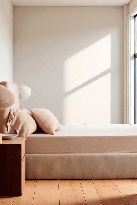 Desert Peach- 100% Linen Bedsheet with Pillow Covers
