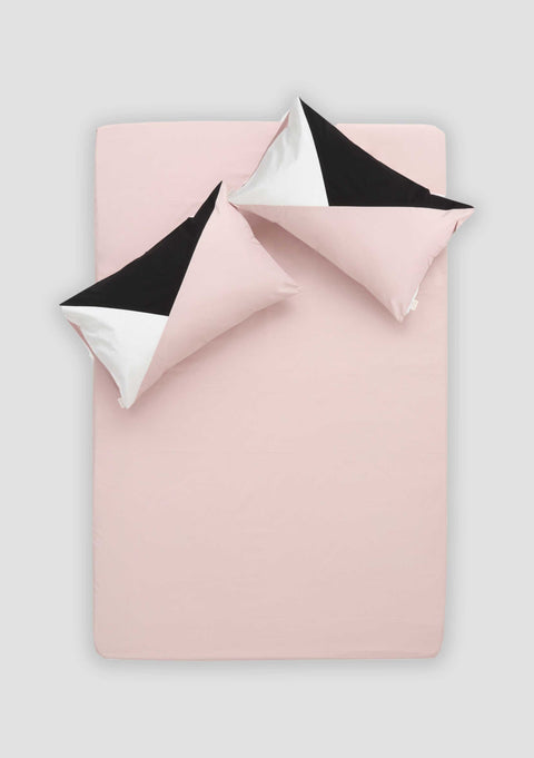 Organic cotton sheet set with Patchwork pillowcases- Pink