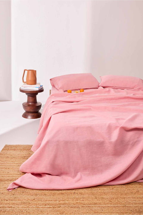 Strawberry Smoothie– 100% Linen Bedsheet with Pillow covers