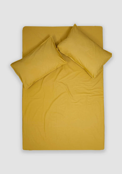 Mustard Yellow Organic Cotton Bedsheet with Pillow covers (240TC)