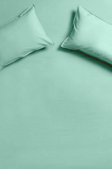 Summer Mint Cotton Sateen Bedsheet with Pillow Covers (300 TC)