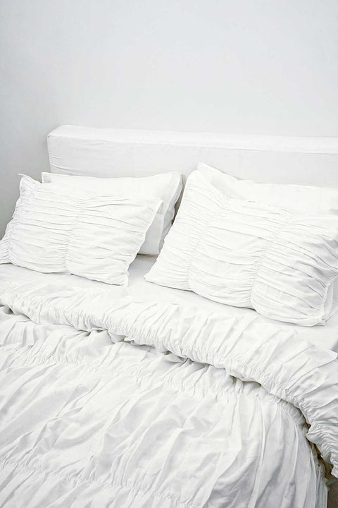 Cotton Sateen Duvet cover set with gathered pillowcases
