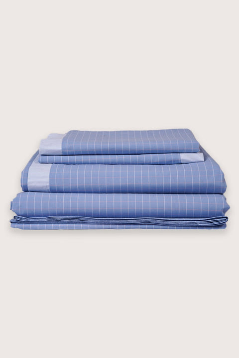 Organic cotton Duvet cover set - Blue checks