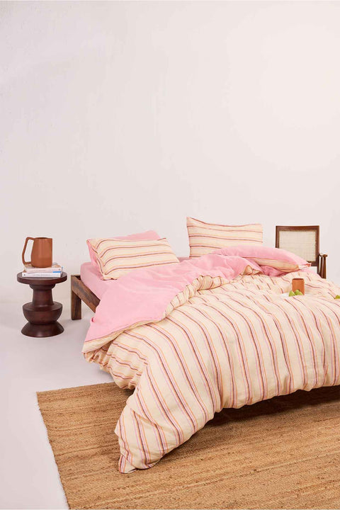Cotton Candy Stripe- 100% Linen Duvet Cover