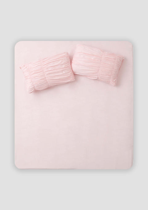 Organic cotton sheet set with gathered pillowcases- Pink