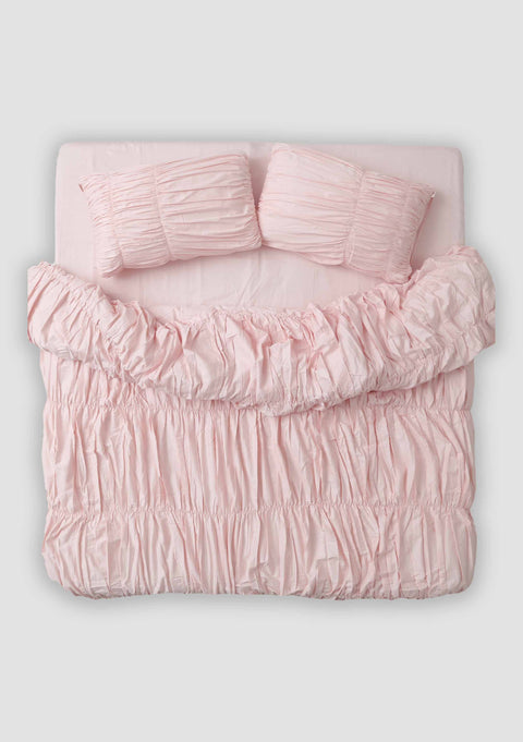 Organic Cotton Duvet cover with full gathers- Pink