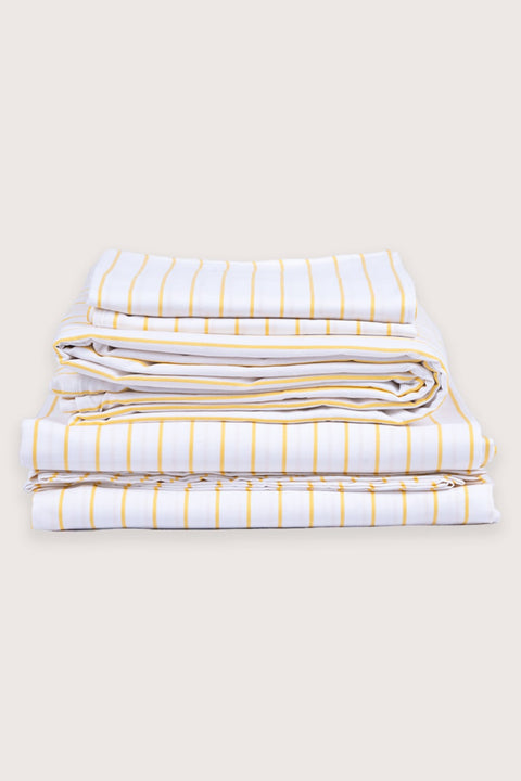 Organic cotton Duvet cover set- Yellow Stripes