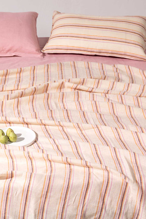 Cotton Candy Stripe- 100% Linen Duvet Cover
