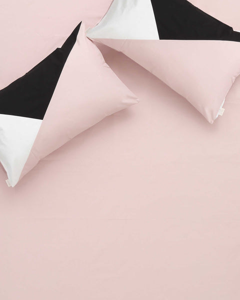 Pink – Organic Cotton Bedsheets with Patch Pillow covers (240TC)