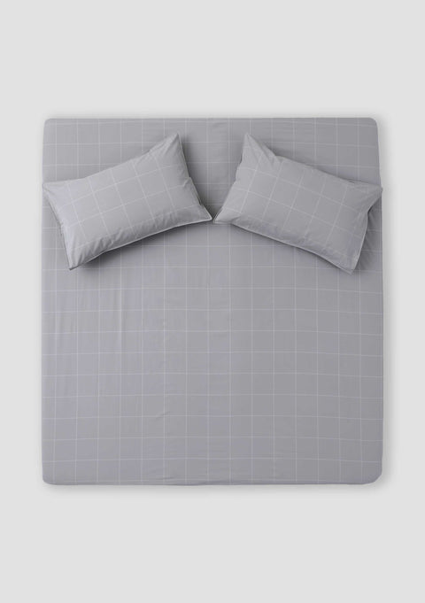 Grid 100% Organic Cotton Bedsheet with Pillow Covers (240TC)