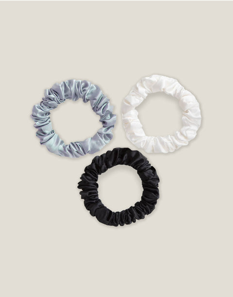 Pure Mulberry Silk Scrunchie assorted (set of 3)- Skinny