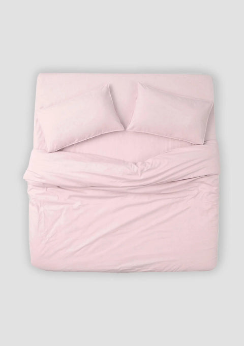 100% Organic Cotton Duvet Cover With Pillowcases- Blush Pink (300 TC)