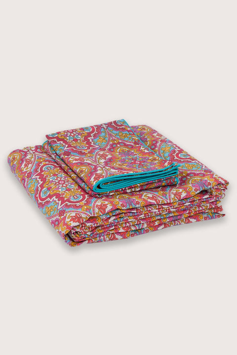 Printed Cotton sheet set with piping detail