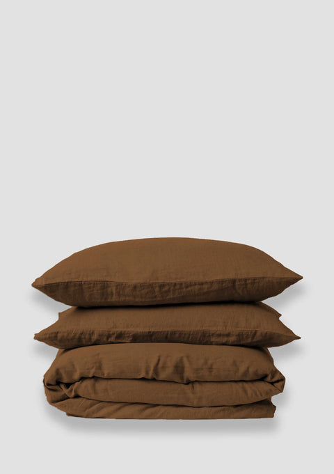 LOM Luxury 100% Linen Duvet Cover- Toasted Caramel