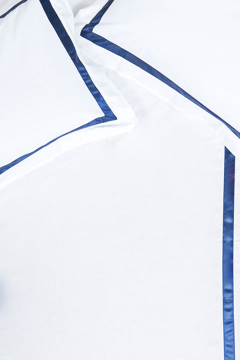 Cotton sateen sheet set with Blue border detail