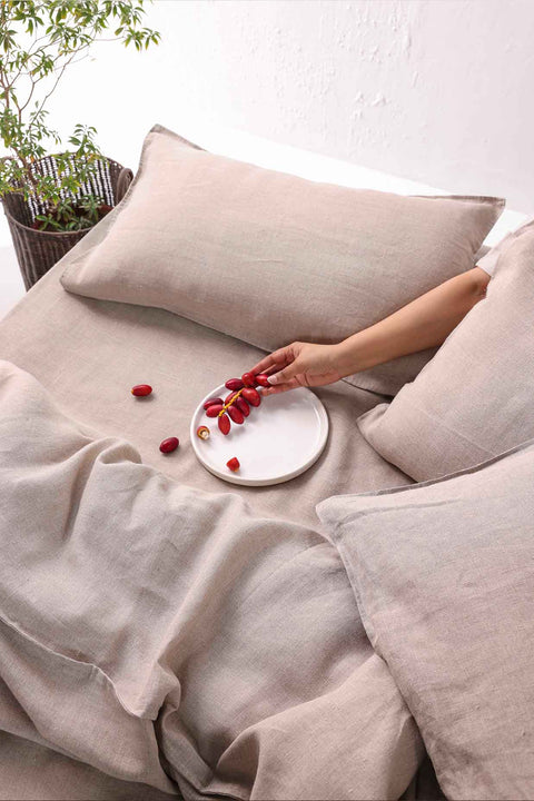 Oatmeal- 100% Linen Duvet Cover with Pillowcases
