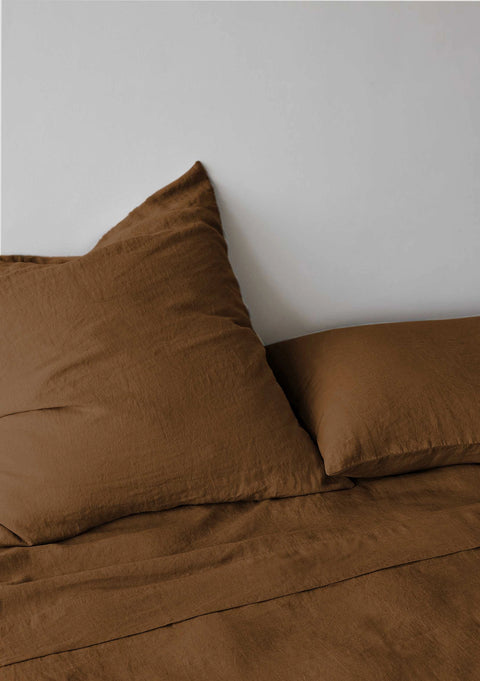 LOM Luxury 100% Linen Duvet Cover- Toasted Caramel