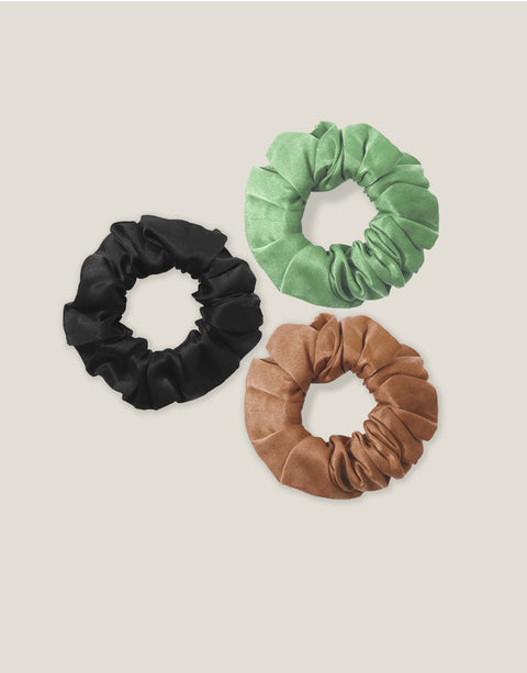 Pure Mulberry Silk Scrunchie assorted (set of 3)- Large