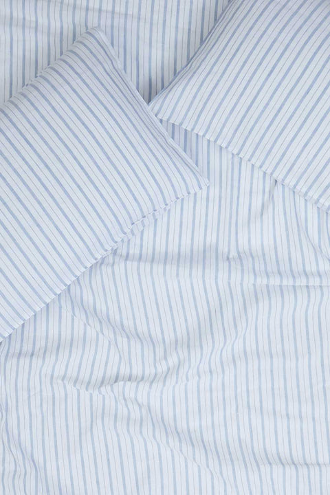 LOM Luxury Linen Blend sheet set in Blue stripes