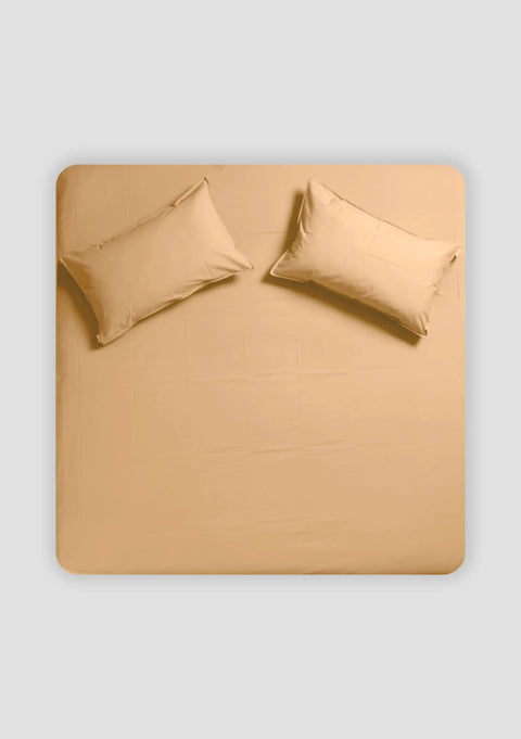 Terracotta 100% Organic Cotton Bedsheet with Pillow covers (300 TC)