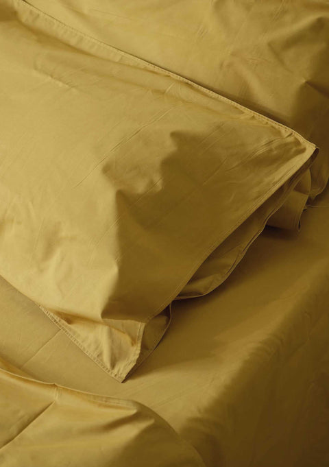 100% Organic Cotton Duvet Cover With Pillowcases- Mustard Yellow (300 TC)