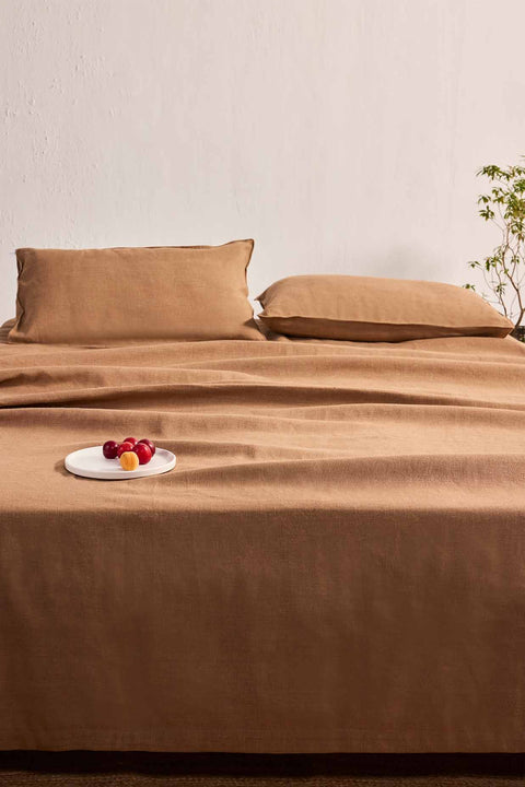 Mocha Mousse- 100% Linen Bedcover with Pillow covers