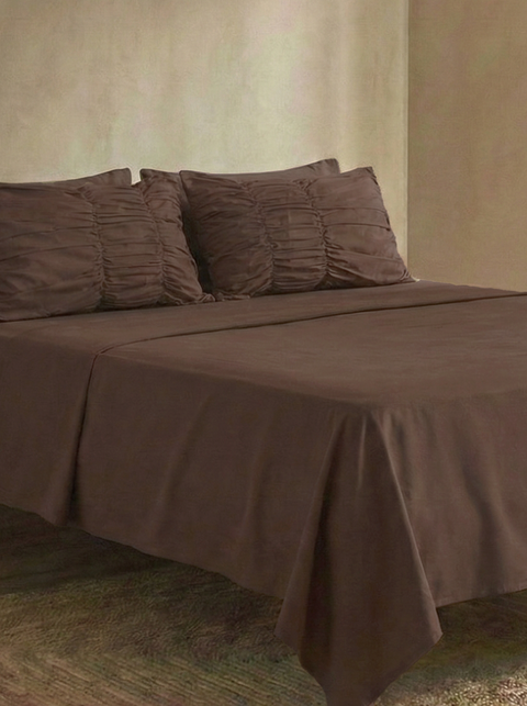 Cocoa - Classic Cotton Duvet Cover with Gathers (300 TC)