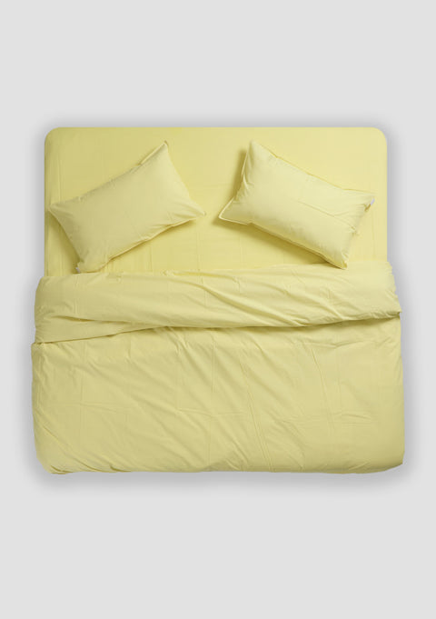 Organic Cotton Duvet Cover Set- Pastel Yellow
