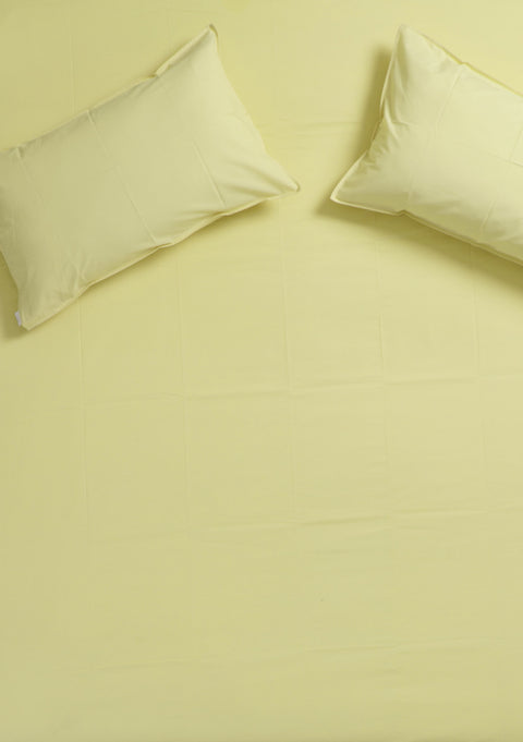 Pastel Yellow 100% Organic Cotton Bedsheet with pillow covers (240TC)