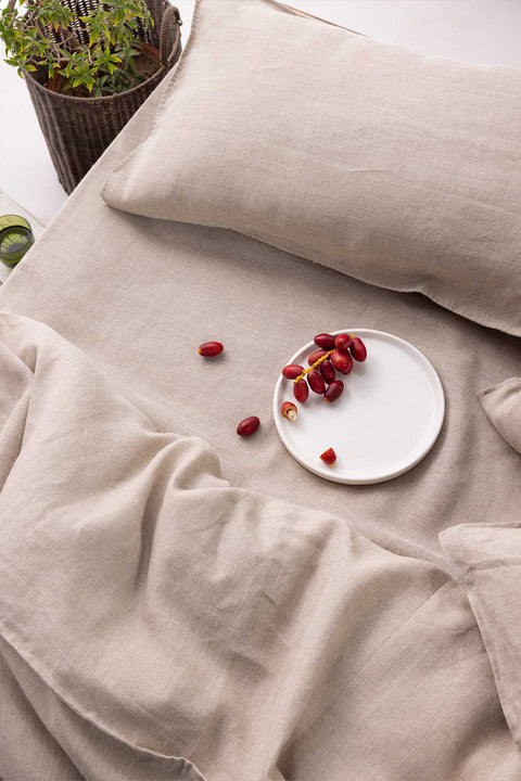Oatmeal- 100% Linen Duvet Cover with Pillowcases