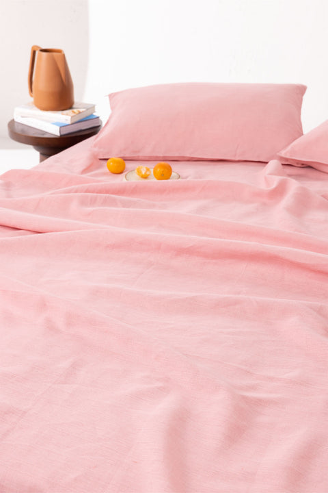 Strawberry Smoothie– 100% Linen Bedsheet with Pillow covers