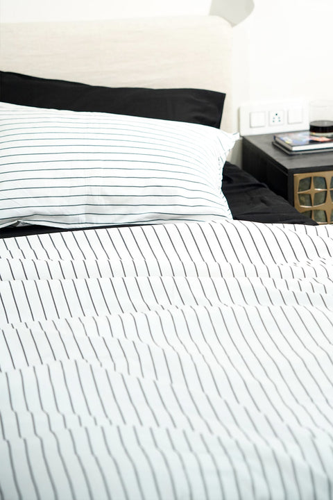 Organic cotton Duvet cover set- Black Stripes