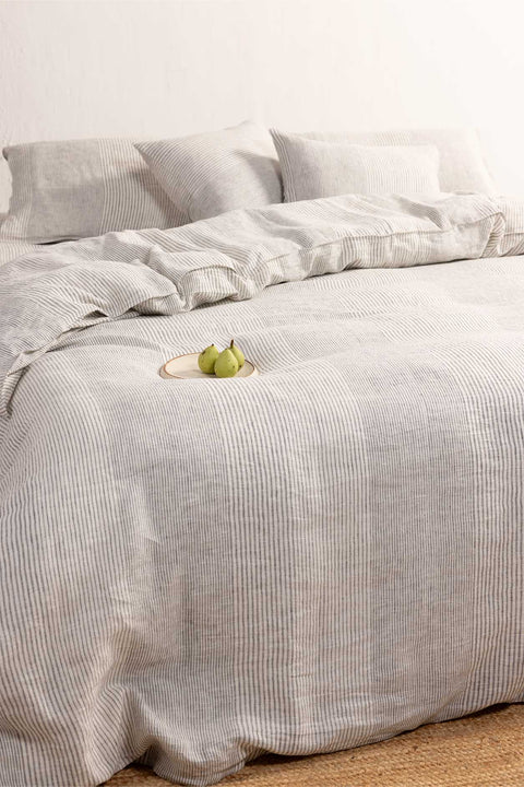 Vanilla Bean Stripe- 100% Linen Duvet Cover