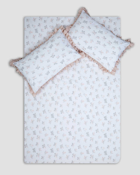 Pure Organic cotton sheet set with ruffled Pillowcases- Butterflies