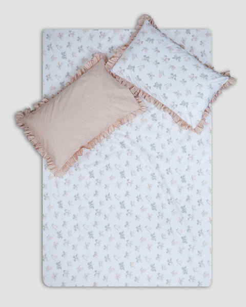 Pure Organic cotton sheet set with ruffled Pillowcases- Butterflies