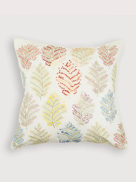 Hand Knotted Embroidered Cushion Cover