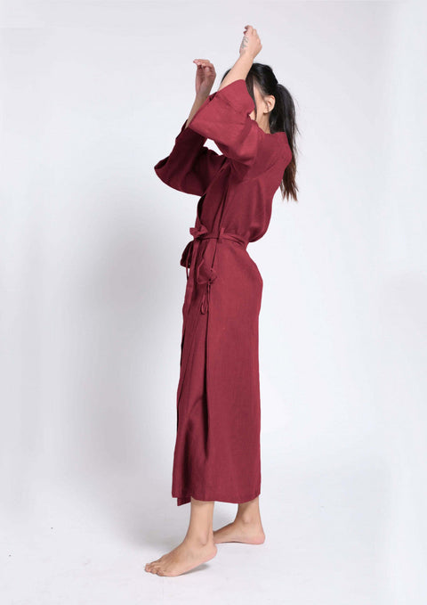 Linen Robe-Maroon ( Free Size)