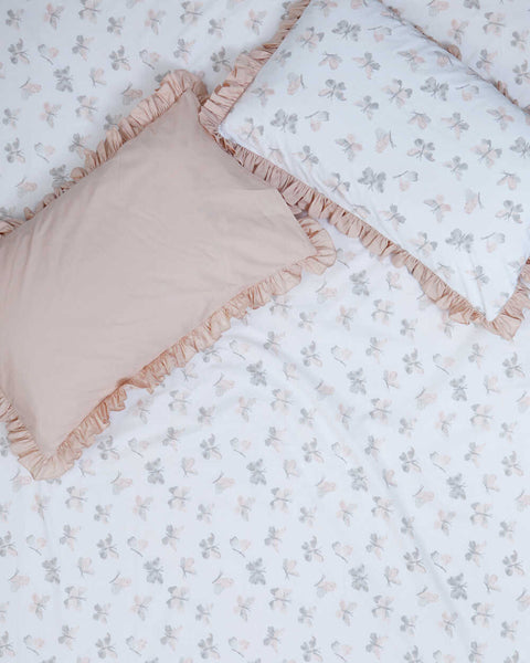 Pure Organic cotton sheet set with ruffled Pillowcases- Butterflies