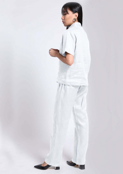 100% Linen Pyjama set in- White