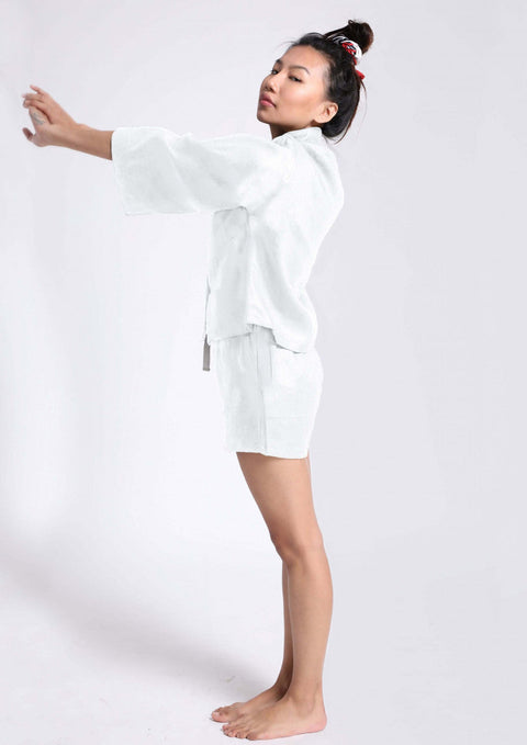100% Linen shorts set in- White