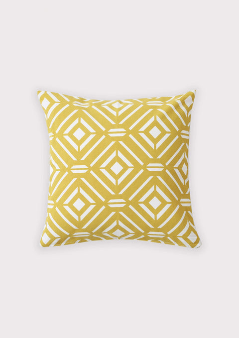 Yellow Geometric Print Cushion Cover - 16"x16"