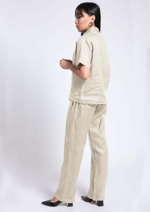 100% Linen Pyjama set in - Beige